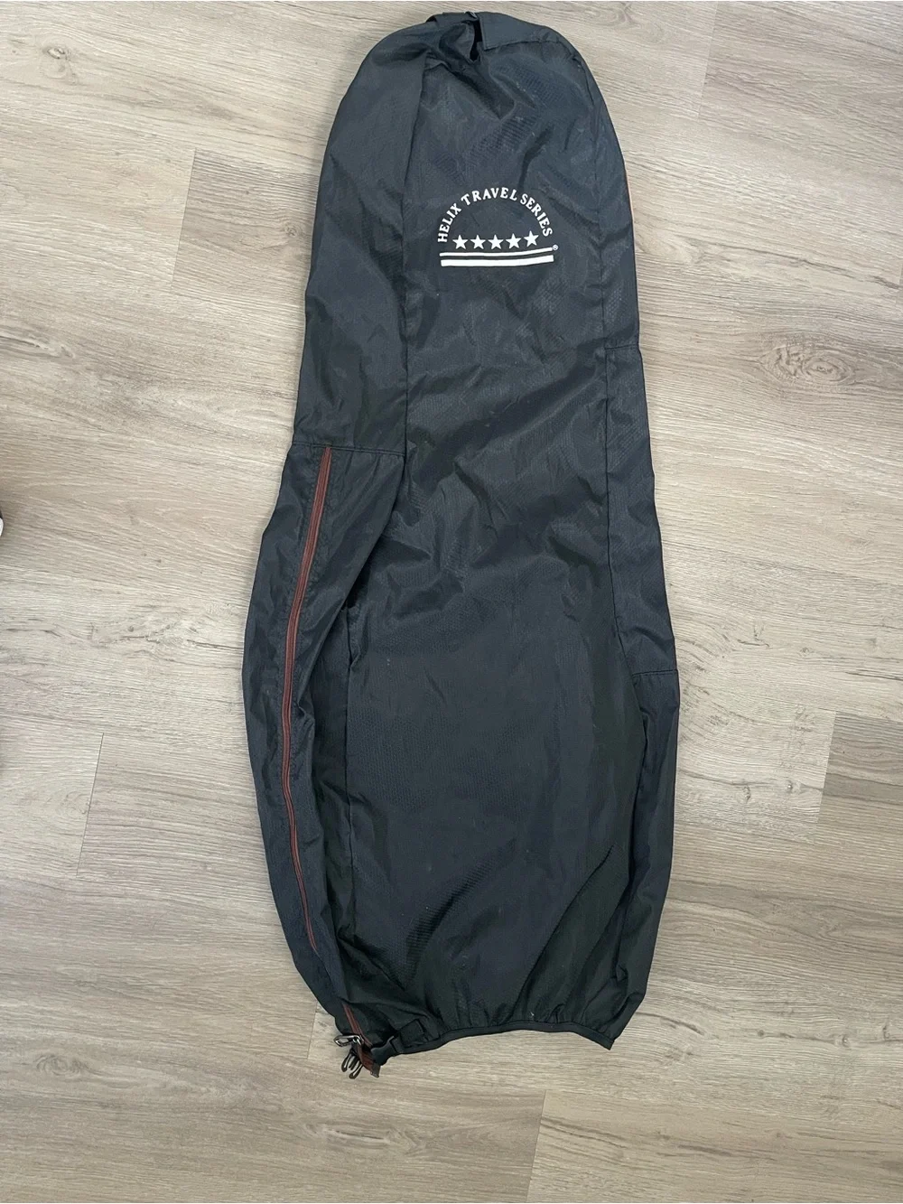 Helix Black Travel Golf Bag Cover with White & Black Striped Front Pocket